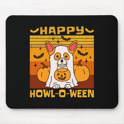 Happy Howl-o-ween Corgi Halloween kostuum Muismat (Voorkant)