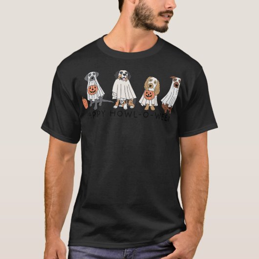 Happy Howl O Ween Cute Ghost Dog Funny Halloween C T-shirt (Voorkant)