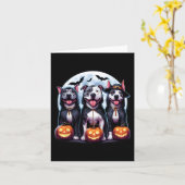Happy Howl-o-ween Halloween Pitbull Dog Pumpkin Gh Kaart (Gele Bloem)