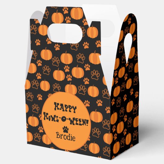 Happy Howl-O-Ween Personalized Dog Halloween Bedankdoosjes (Geopend)