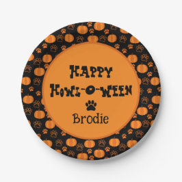 Happy Howl-O-Ween Personalized Dog Halloween Papieren Bordje