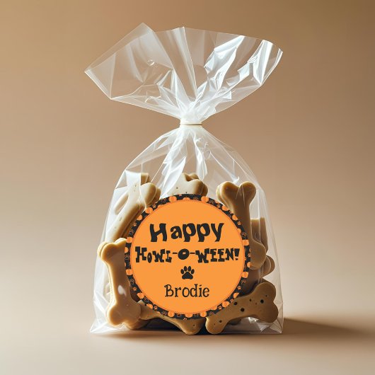 Happy Howl-O-Ween Personalized Dog Halloween Ronde Sticker