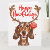 Happy Howli-Days Teckel Kerstmis Kaart (Voorkant)