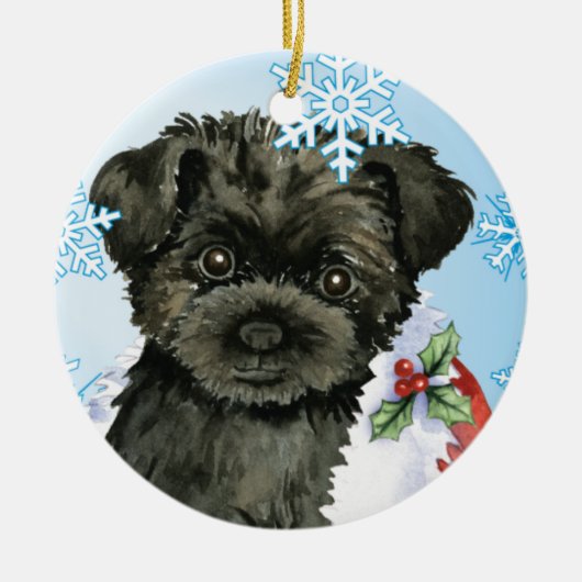 Happy Howliday Affenpinscher Keramisch Ornament (Voorkant)