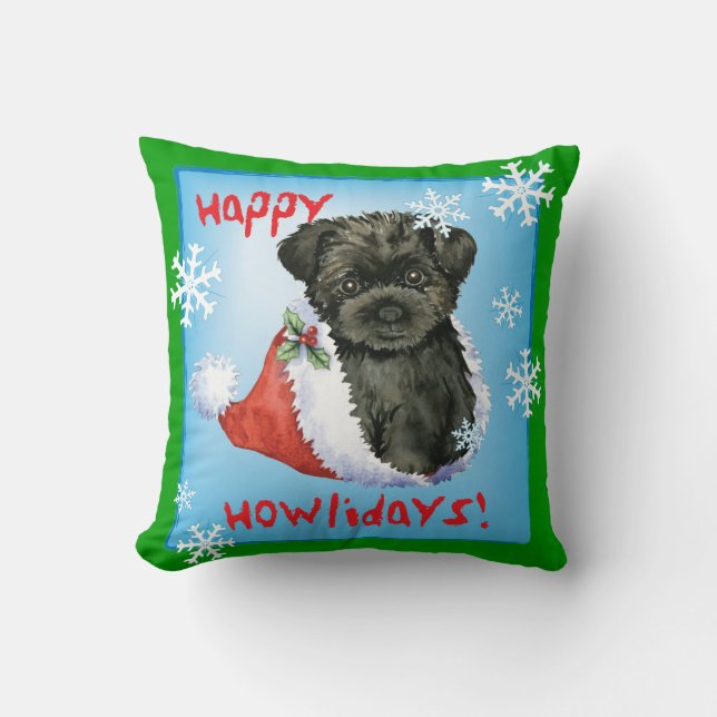 Happy Howliday Affenpinscher Kussen (Voorkant)
