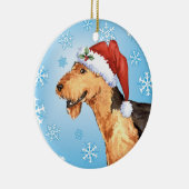 Happy Howliday Airedale Keramisch Ornament (Rechts)