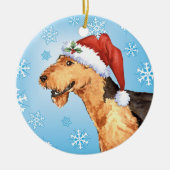 Happy Howliday Airedale Keramisch Ornament (Voorkant)