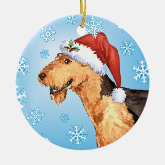 Happy Howliday Airedale Keramisch Ornament (Voorkant)