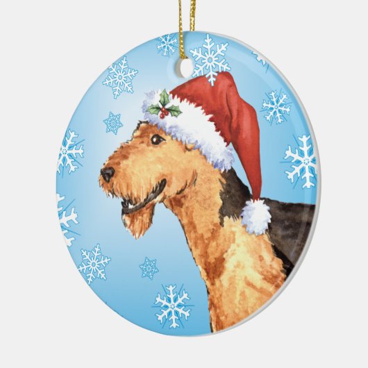 Happy Howliday Airedale Keramisch Ornament (Links)