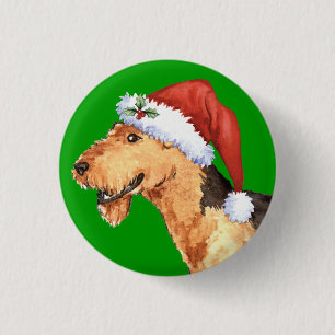 Happy Howliday Airedale Ronde Button 3,2 Cm