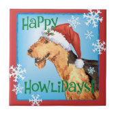 Happy Howliday Airedale Tegeltje (Voorkant)