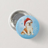 Happy Howliday Akita Ronde Button 3,2 Cm (Voorkant /achterkant)