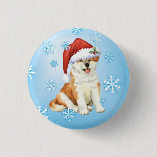 Happy Howliday Akita Ronde Button 3,2 Cm
