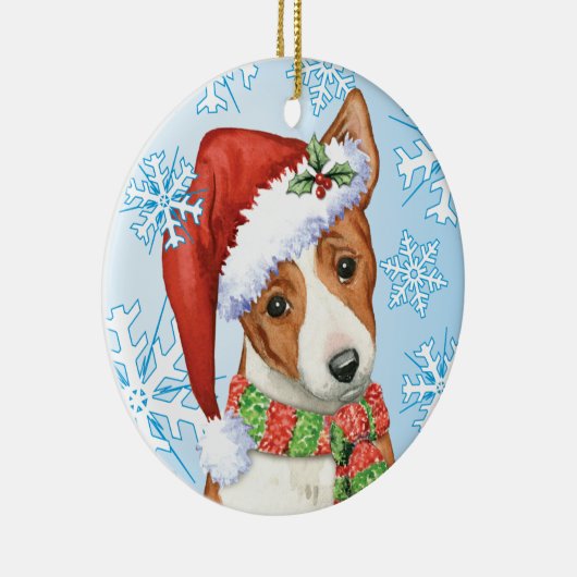 Happy Howliday Basenji Keramisch Ornament (Rechts)