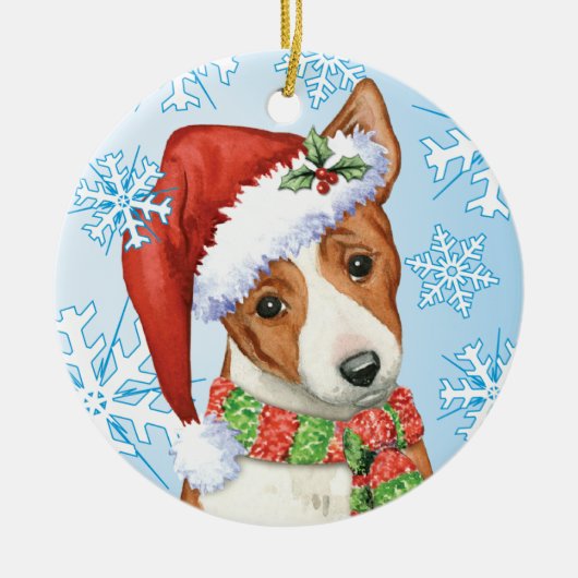 Happy Howliday Basenji Keramisch Ornament (Voorkant)