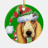 Happy Howliday Basset Keramisch Ornament (Voorkant)