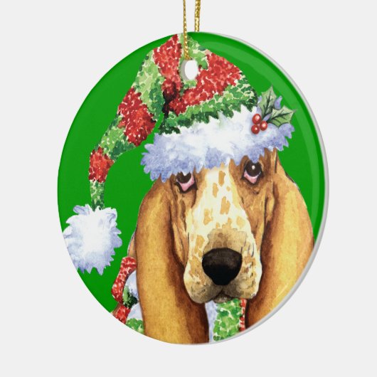 Happy Howliday Basset Keramisch Ornament (Links)