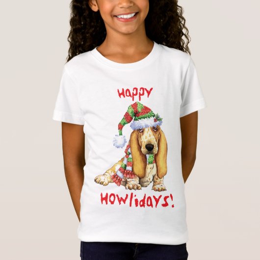 Happy Howliday Basset T-shirt (Voorkant)