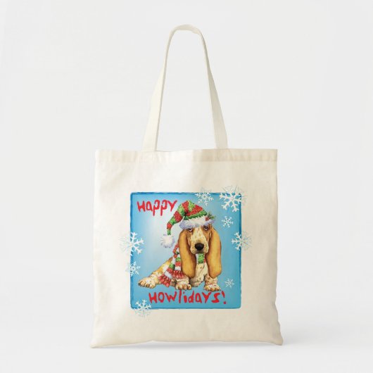Happy Howliday Basset Tote Bag (Voorkant)