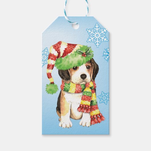 Happy Howliday Beagle Cadeaulabel (Voorkant)