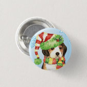 Happy Howliday Beagle Ronde Button 3,2 Cm (Voorkant /achterkant)