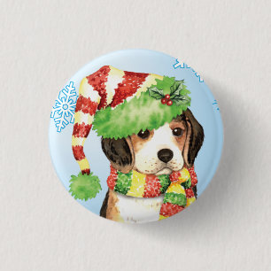 Happy Howliday Beagle Ronde Button 3,2 Cm
