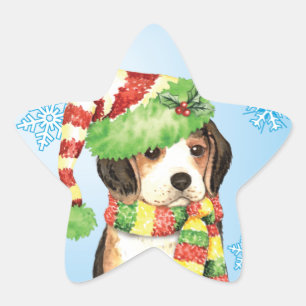 Happy Howliday Beagle Ster Sticker