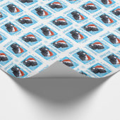 Happy Howliday Black Russische terrier Cadeaupapier (Hoek)