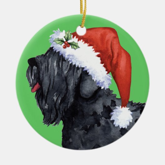 Happy Howliday Black Russische terrier Keramisch Ornament (Voorkant)