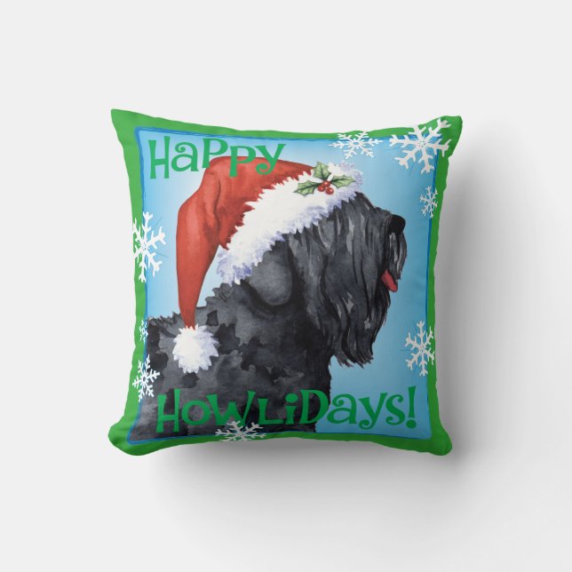 Happy Howliday Black Russische terrier Kussen (Voorkant)
