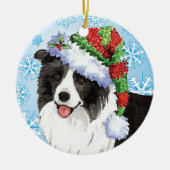 Happy Howliday Border Collie Keramisch Ornament (Voorkant)