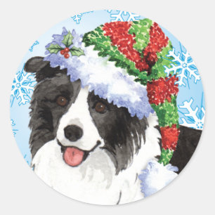 Happy Howliday Border Collie Ronde Sticker
