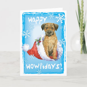 Happy Howliday Border Terrier Feestdagen Kaart