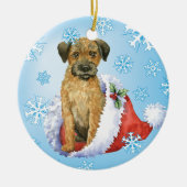 Happy Howliday Border Terrier Keramisch Ornament (Voorkant)