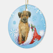 Happy Howliday Border Terrier Keramisch Ornament (Links)