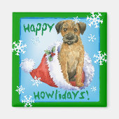 Happy Howliday Border Terrier Magneet (Voorkant)