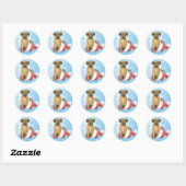 Happy Howliday Border Terrier Ronde Sticker (Vel)