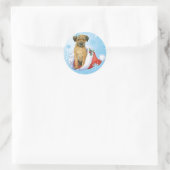 Happy Howliday Border Terrier Ronde Sticker (Tas)