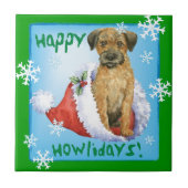 Happy Howliday Border Terrier Tegeltje (Voorkant)
