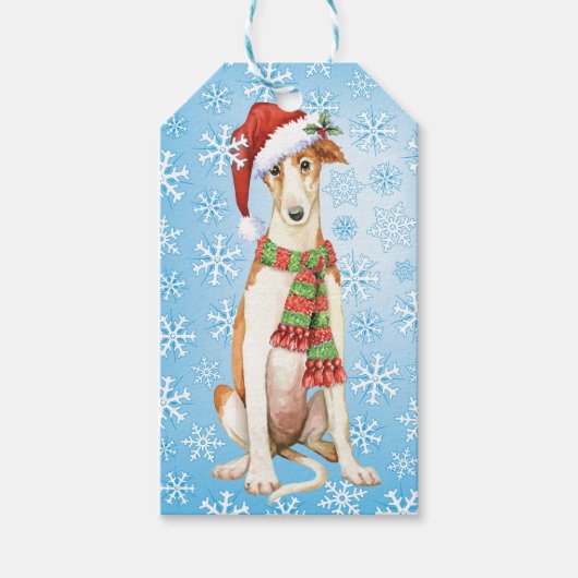 Happy Howliday Borzoi Cadeaulabel (Voorkant)
