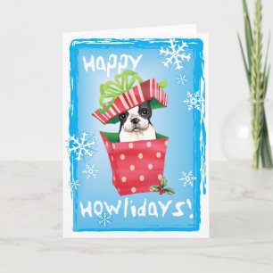 Happy Howliday Boston Terrier Feestdagen Kaart