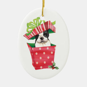 Happy Howliday Boston Terrier Keramisch Ornament