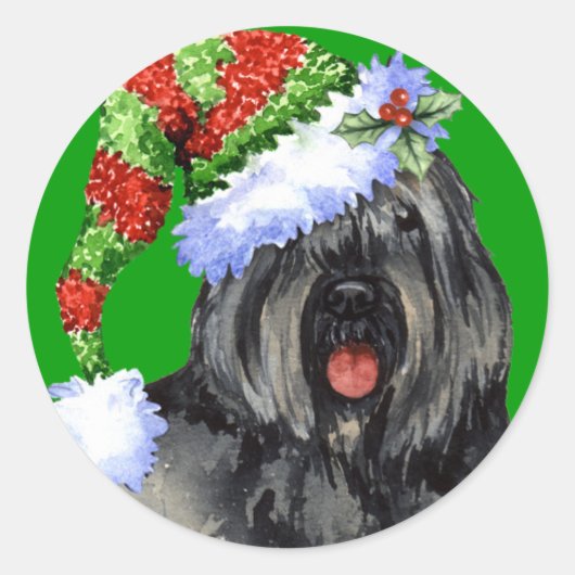 Happy Howliday Bouvier Ronde Sticker (Voorkant)