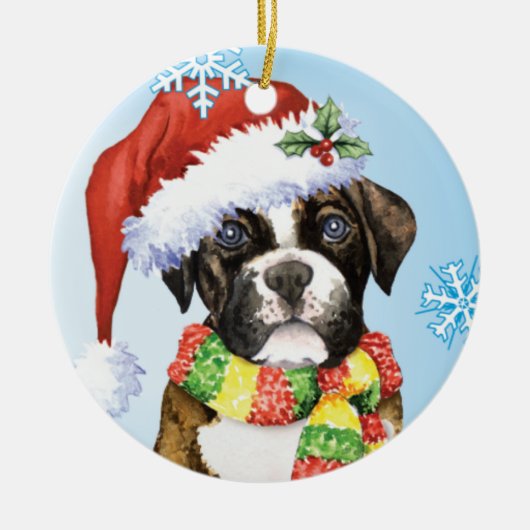 Happy Howliday Boxer Keramisch Ornament (Voorkant)
