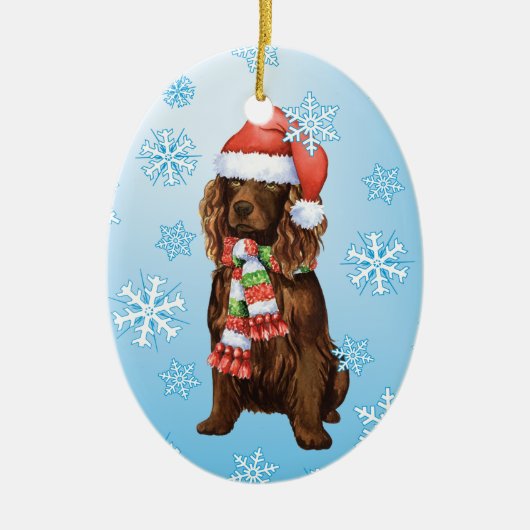 Happy Howliday Boykin Spaniel Keramisch Ornament (Voorkant)