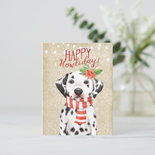 Happy Howliday briefkaart dalmation heilily (Staand voorkant)