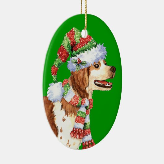 Happy Howliday Brittany Keramisch Ornament (Rechts)