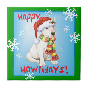Happy Howliday Bull Terrier Tegeltje