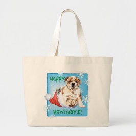 Happy Howliday Bulldog Grote Tote Bag