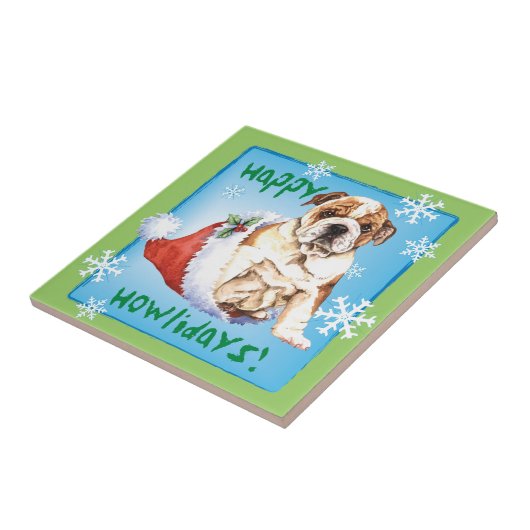 Happy Howliday Bulldog Tegeltje (Zijkant)